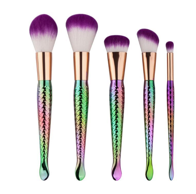 5 mermaid makeup brushes set beauty tools makeup fish type powder brush