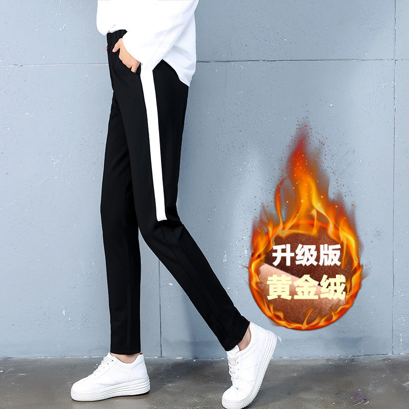 autumn and winter new style, cashmere and thick sports trousers, women's casual pants