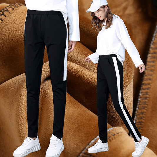 autumn and winter new style, cashmere and thick sports trousers, women's casual pants